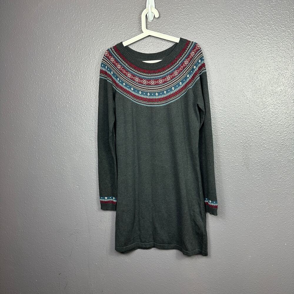 Brakeburn Fair Isle Sweater Dress Size 12 Large Gray